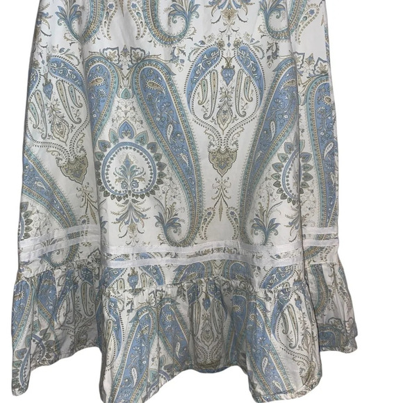 Y2k split cotton Flirty light blue paisley skirt ruffle hem ribbon Trim detail - Picture 3 of 9
